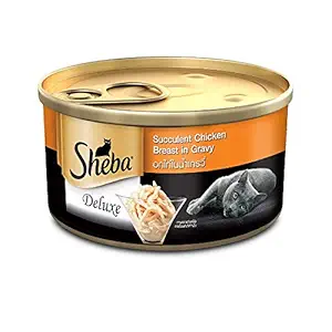 Sheba Deluxe Premium Wet Cat Food, Succulent Chicken Breast in Gravy, 85g Can
