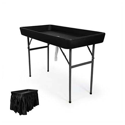 RecPro 4 Foot Cooler Ice Table Party Ice Folding Table with Matching Skirt - Black