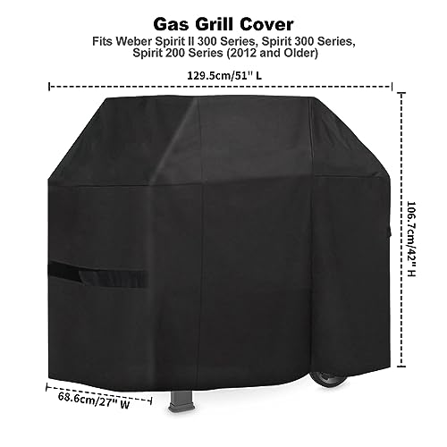 Onlyfire Grill-Schutzhülle, Grillabdeckung, UV-/wasserfeste Grillabdeckung für Gasgrill Weber 7139, Spirit 300 Series und Spirit 200 Series (mit seitlichen Bedienelementen)