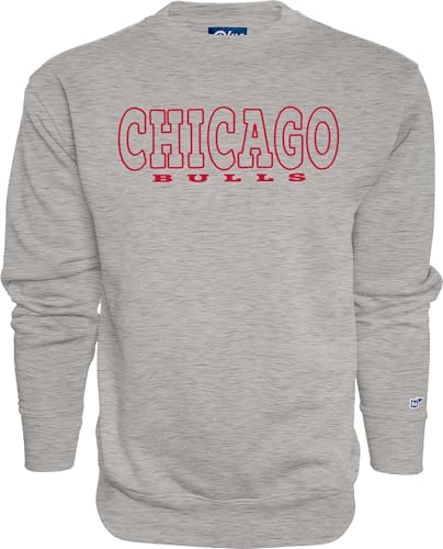 Blue 84 Chicago Bulls NBA Officially Licensed Crewneck Sweatshirt 90's Embroidery, Heather Gray, Small