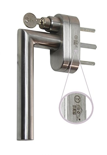 Fenstergriff FG 13 Edelstahl Stiftlänge 35 mm Abschliessbar SKG2 Rasterolive