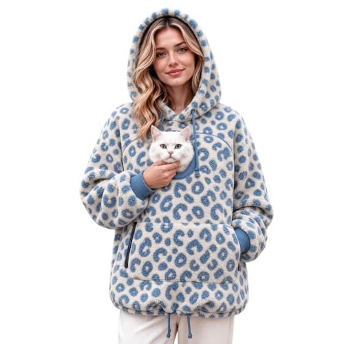 Pet Pouch Hoodie Leopard Print Cat Carrier Hoodies Sherpa Fleece Sweatshirt - image 2