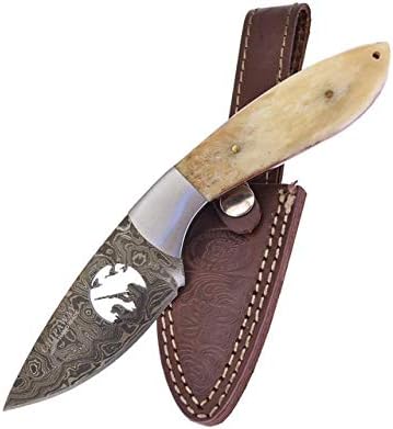 Frost Cutlery CW-991WSB/DK Damascus Duck Fixed Blade Bowie Knife W/ Sheath