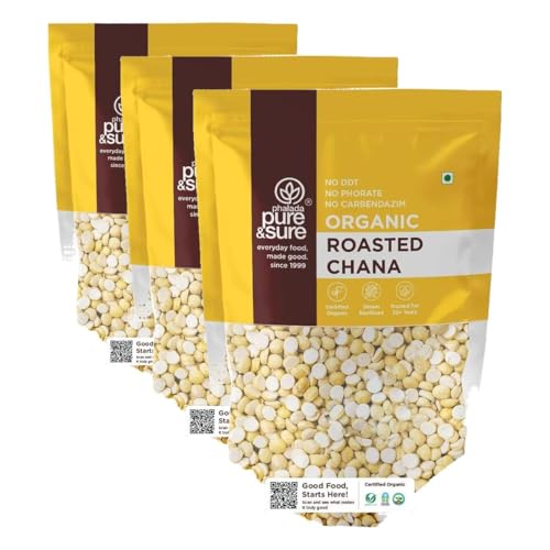Image of Pure & Sure Organic Roasted Chana Dal 500gm | 100% Bhuna Chana, Natural & Vegan | Gluten Free | Rich in Protein & Energy Source | No Additives & Pesticides Free (Pack of 3)