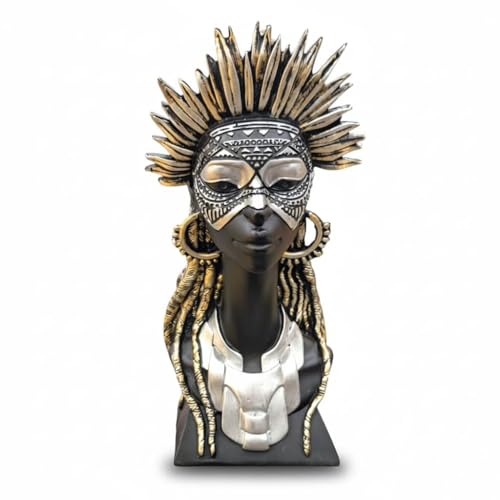 Image of Golden Resin Fairy Lady Statue Showpiece for Home Decor Living Room Bedroom Office Desk Table TV Unit Housewarming Birthday Gift for Women (African Lady -4)