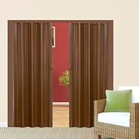 tectake® Schiebetür Komplettset, Lamellentür, Falttür, Tür 80x203 cm, Raumtrenner mit Laufschiene, Vorhang gegen Zugluft, Klapptür als Kälteschutz, Schallschutz, Holz Optik - Teak – Ansicht 4