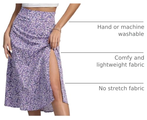 Image of LYANER Women's Casual Boho Printed High Waist Side Split Hem Zipper Midi Skirt