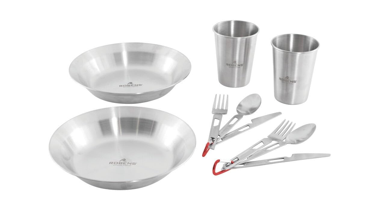 Robens Sierra Steel Meal Set ×2 Komplettes Service, Edelstahl, für Erwachsene, Uni, mehrfarbig, Einheitsgröße