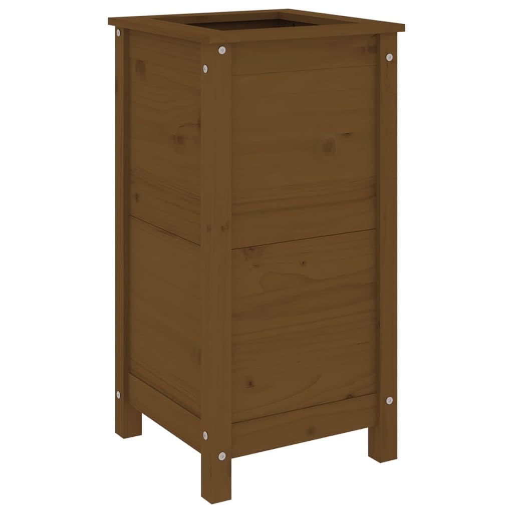 Macetero, jardinera para exteriores, maceta para plantas, maceta para plantas, maceta adecuada para jardines, restaurantes, cafeterías, patio trasero, color marrón miel, 40 x 40 x 78 cm, madera maciza