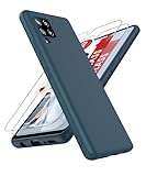 LeYi for Galaxy A42 5G Case, Samsung A42 5G Phone Case with 2 Pack Tempered Glass Screen Protector for Women Men, Liquid Silicone Slim Silky-Soft Protective Case Cover for Samsung Galaxy A42 5G, Blue