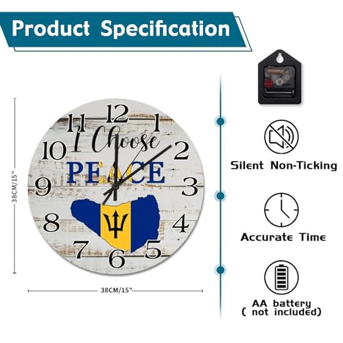 Horloge murale drapeau Barbade sans tic-tac pendule rustique