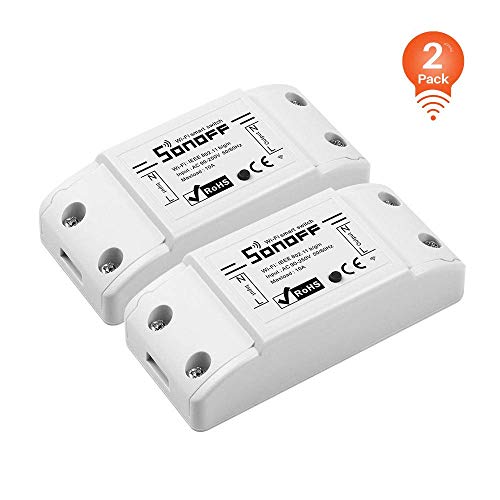 SONOFF Basic R2 (2 PCS) Interrupteur Connecté WiFi,Commutateur Intelligent Compatible avec Alexa/Google Home/IFTTT,Contrôle à Distance,Commande Vocale,Fonction de Temps,Aucun Hub Requis