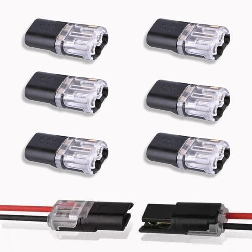 6 Pcs Wire Connectors Push Fit, Electrical Connectors Led Weld-Free Strip-Free Terminal Interpluggable Connector with Lock, Suitable for 18-22AWG Wire Solder-Frees Splice Connector
