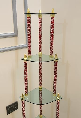 Image of SHREE Glass Wall Shelves || Living Room Stylish || Unique Design with Finish 5 Shelf (Red)