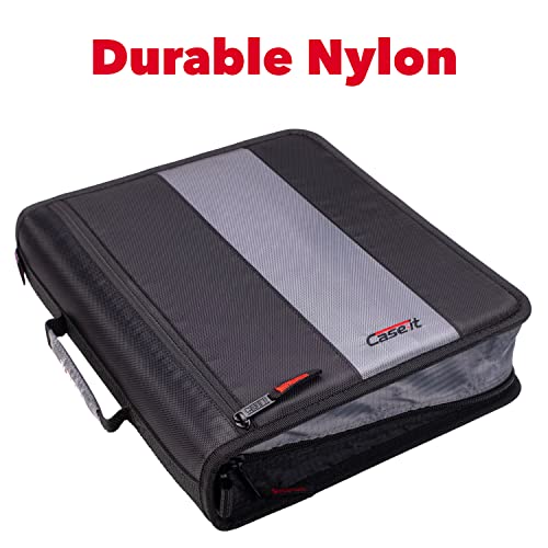 Case-It The Classic Zipper Binder - 2 Inch O-Rings - Multiple Pockets - 800 Sheet Capacity - Comes With Shoulder Strap - Jet Black D-251 #TOP6