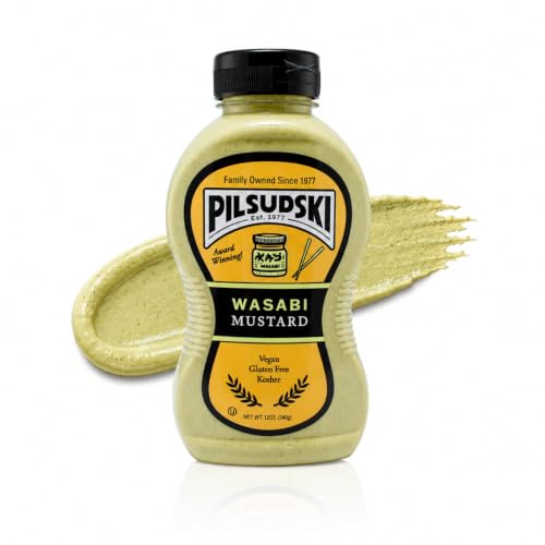 Pilsudski Wasabi Mustard, Gluten Free, Vegan &amp; Kosher, 12oz Squeeze Bottle