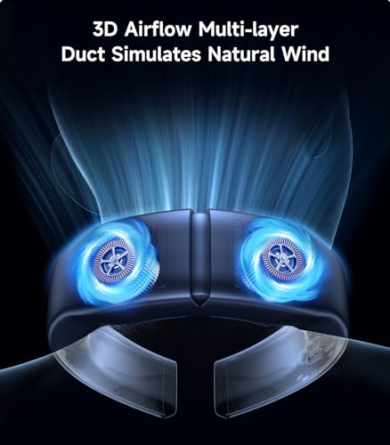 Neck Air Conditioner Portable, Front Airflow & Back Cooling Neck Fan with 2X Large Cooling Pads, LED Display Neck Fans Portable Rechargeable, PD 22.5W Fast Charging & Use While Charging (Dark Blue)