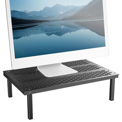 Ambielegant Full Metal Computer Monitor Stand for Desk, Durable Solid Aluminum Desk Monitor Riser with Airflow Vents Mesh for Laptops,PC,TV,Printers