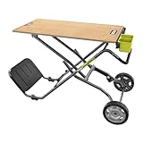 [Caractéristiques techniques] Établi 2-en-1 transformable en diable avec plateau bois massif 106 x 55 cm, structure acier renforcée, roues tout-terrain Ø24 cm, capacité de charge 181 kg en mode établi et 135 kg en mode diable.