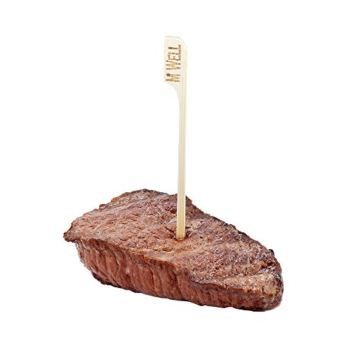 Restaurantware RW Smart 4 Inch Medium Well Markers 1000 Disposable Meat Marker Sticks - With Medium Well Embossing Paddle Design Bamboo Steak Markers For Barbeques Parties Or Buffets