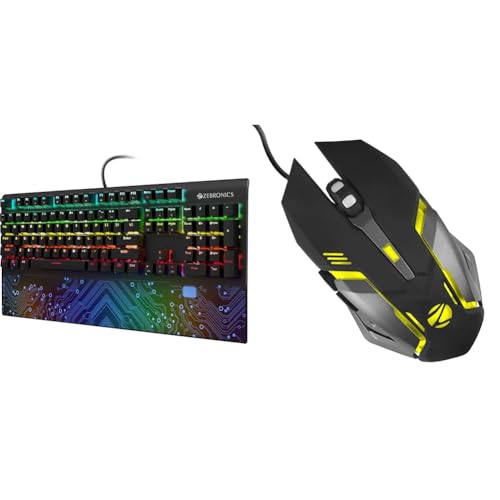 Image of ZEBRONICS Zeb-Max Chroma Premium Mechanical Gaming USB Keyboard with 104 Tactile Switch Keys, Wrist Rest