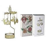 Drehender Kerzenhalter Gold mit Teelicht, Teelichthalter Weihnachten & Advent, für Adventskalender & Wichteln, aus Metall, Festliche Tischdeko & Weihnachtsdeko, ca 16 cm hoch, leicht, dekorativ
