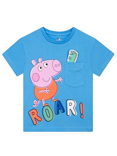 Peppa Pig Jungen Tshirt | George Wutz t-Shirt-Kinder | Kurzarm t Shirt Jungen | Baumwolle Kleidung | Blau 98