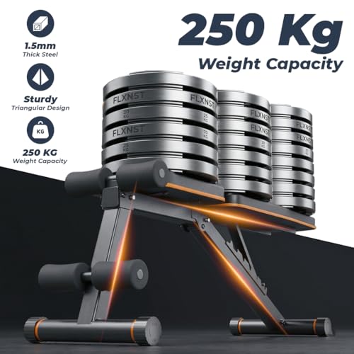 Image of Flexnest Commercial Grade Adjustable And Foldable Gym Bench Incline,Decline & Flat 250 Kg Capacity Fitness Gym Bench with Resistance Ropes For Home Workout,Premium Leather Adjustable Multi-Purpose Machine - Black (Flexbench EZ)