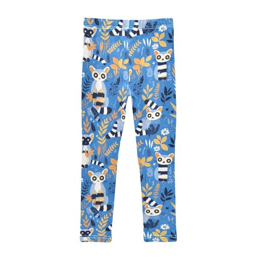 KLL Lemurs Madagascar on Blue Pattern Toddler Girls Leggings Fashion Full Length Lounge Pants Running2