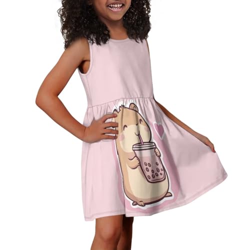 doginthehole Girls Summer Dress with Pockets Casual Sleeveless Midi Dress for Girls 2-14 Years A-Line Swing Sundress4