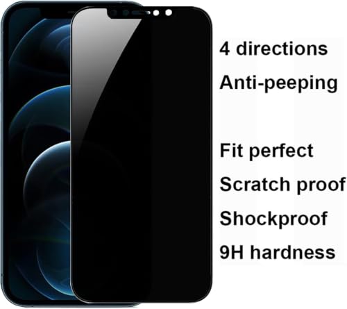 Image of Skinomi 4 Way 360 Privacy Glass Screen Protector Guard, Horizontal and Vertical Anti Spy Tempered Glass Screen Film for iPhone 12 Pro Max [1 Pack]