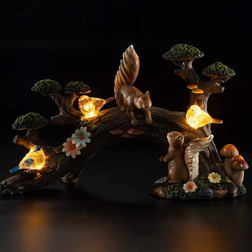 Vp Home Birds And Squirrels Bonsai Tree Solar Powered Led Outdoor Decor Garden Light #TOP6