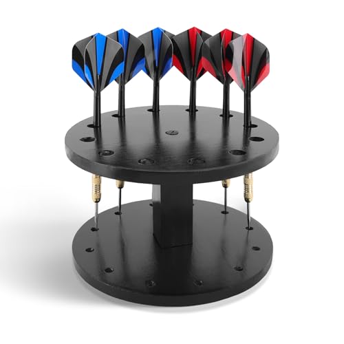 Zidoley Dart Holder for 12 Darts, Wooden Desktop Darts Stand Made of Pine, Darts Accessories for Home, Game Room, Bar & Gifts – Durable & Easy to Assemble Dart Rack