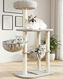 Cat Tree Tower for Indoor Cats Large Adult - 42 Inch Medium Cats Condo Bed with Scratching Post Hammock Perch - Small Multi Level Cat House for 2 Kitty Kitten - Grey Tall Climbing Towers Furniture