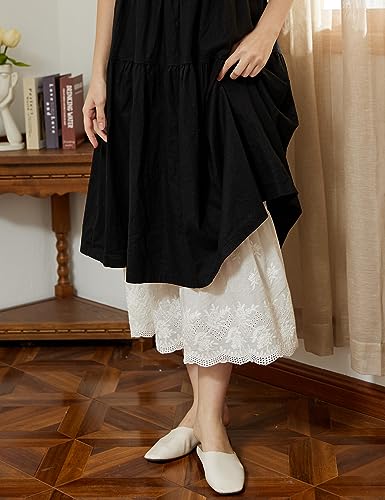 Image of BEAUTELICATE Half Slip Skirt Extender 100% Cotton Vintage Underskirt with Lace Embroidery