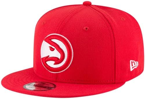 New Era Unisex-Adult NBA 9FIFTY Team Color Primary Logo Adjustable Snapback Hat Cap One Size Fits All - Atlanta Hawks Red