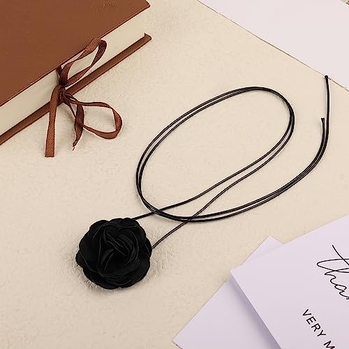 Elegante Blumen Choker Halskette - Gothic Stoff Halsband für Frauen und Mädchen - Hochzeit, Party, Geburtstag, Weihnachten (Schwarz)