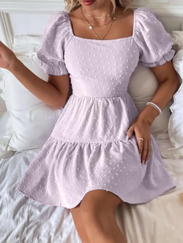 Image of Narecte Summer Dresses for Women 2026,Tie Backless Swiss Dot Mini Dress,Ruffle Hem Flowy Casual Dresses