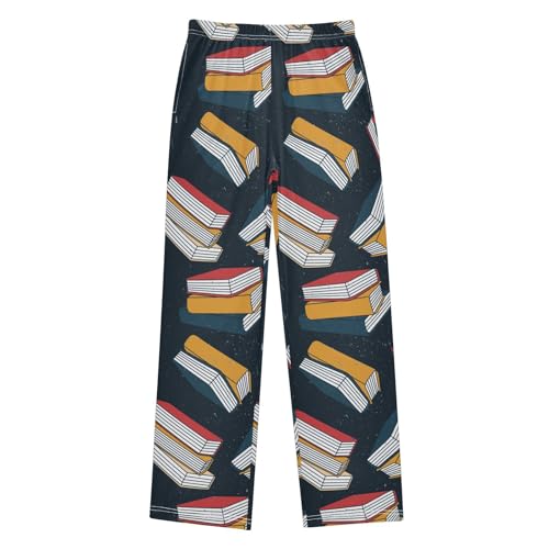 Hand Drawn Colorful Books Boys Pants for Kids Jogger Pants with Pockets S-XL
