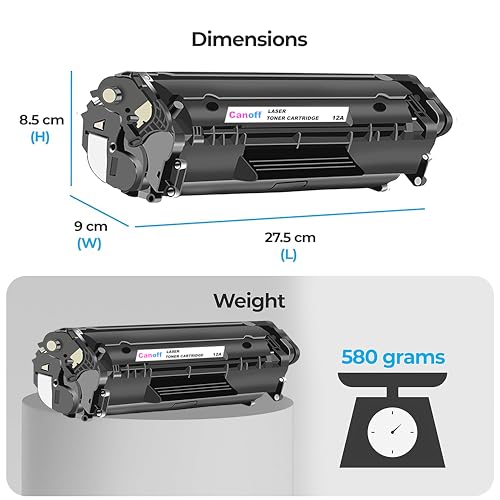 Image of CANOFF 12A Toner Cartridge Compatible for 12A / Q2612A LJ Printers 1010, 1012, 1018, 1020, 1022, 1022n, 1022nw, 3015, 3020, 3030, 3050, 3050z, 3052, 3055, M1319, M1319F MFP