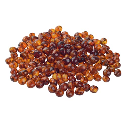 ZHAOXIA Cuenta suelta de ámbar báltico con orificio perforado(10 Grams) - Polished Cognac(6-8 mm) Cover