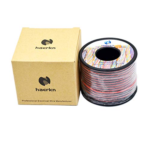 Haerkn 20 awg Silicone Electrical Wire 2 Conductor Parallel Wire line 200ft [Black 100ft Red 100ft] 20 Gauge Soft and Flexible Hook Up Oxygen Free Stranded Tinned Copper Wire