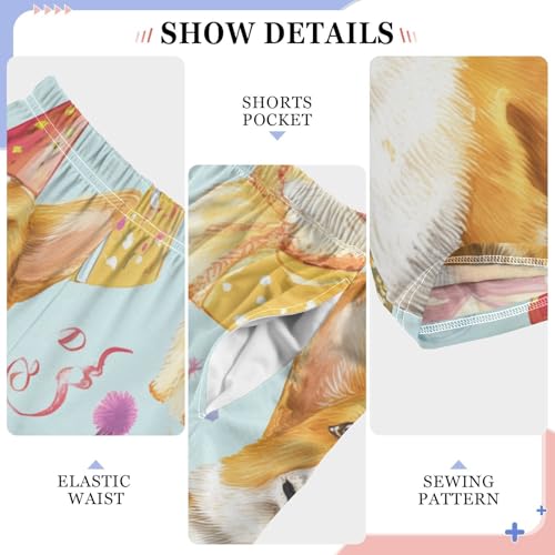 Corgi Dog Birthday Cake Boys Long Pants Soft Trousers Elastic Waist Kids Lounge Bottoms with Pockets S-XL4