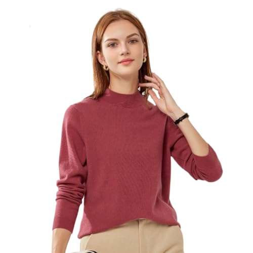 Image of 100% Pure Cashmere Sweaters for Women Mockneck Long Sleeve Warm Soft Lightweight Knit Pullover