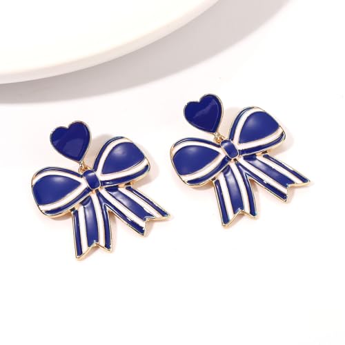 Game Day Bow Earrings Football Sports Team Spirit Heart Striped Bow Ribbon Dangle Earrings Game Day Team Color Earrings Jewelry Accessories2