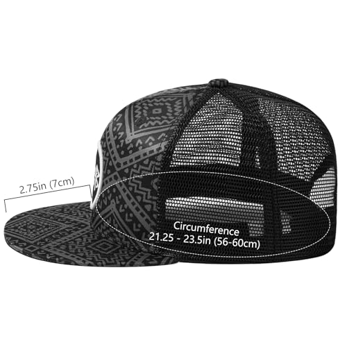 Image of BASSDASH Flat Brim Trucker Cap Adjustable Snapback Hat Mesh Back for Men Women