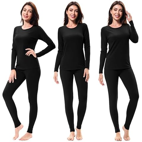 URATOT 3 Sets Women's Thermal Underwear Set Fleece Lined Long Johns Thermal Underwear Base Layer for Women Cold Winter Cover