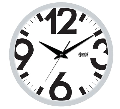 Image of Ajanta Home Decor Clock 12 Inch (305mm) Silver | Stylish Silent Sweep Wall Clock | Luxury Modern Design | Model 2617