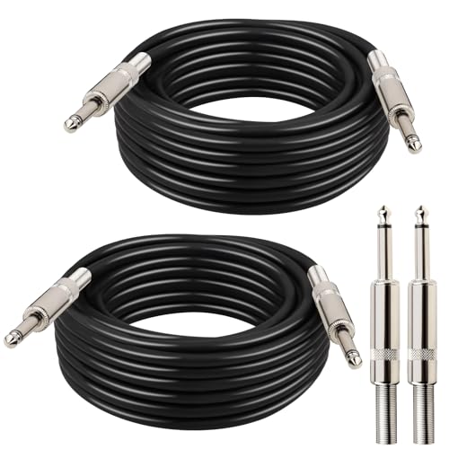MOOKEERF 1/4 Speaker Cable - 2PCS 20 Feet 1/4 Inch TS Male DJ/PA Instrument Guitar Cable 20FT Speaker Wire Cord for Audio Amplifier Guitar - 2 Pack