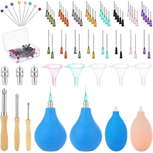 Töpferwerkzeug-Set mit 8 Nadelgrößen für präzises Auftragen von Glasur und Trichter für effizientes Befüllen und Handling mit Gummi-Applikator
